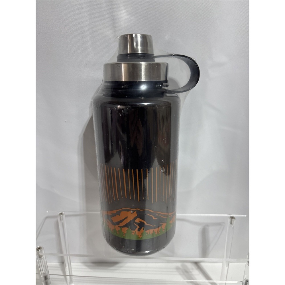 Ozark Trail 32oz Black BPA‎ Free Plastic Water Bottle w/ Screw-on Lid - NEW-